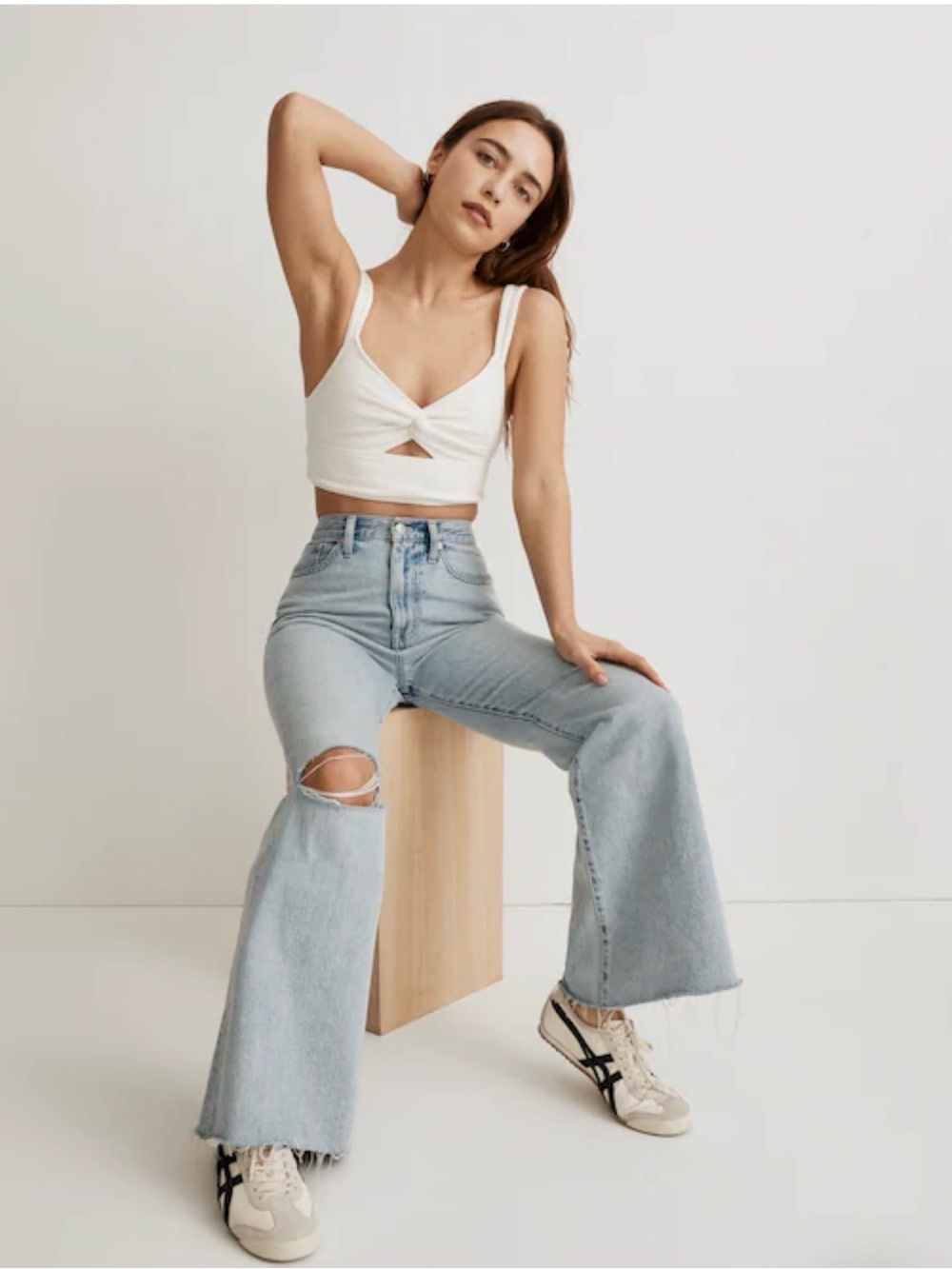 Madewell Cutout Knot-Front Crop Tank Top